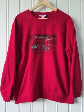 Northern Reflections Canadian Spirit Nature Loon Duck Crewneck Sweater Womens L